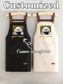 1 șorț de bucătărie personalizat, șorț cu imprimeu personalizat - șorț de gătit personalizat, șorț cu logo personalizat, șorț de bucătar, șorț cu nume personalizat, cadou pentru brutari, șorț pentru grătar, șorț de bucătărie, șorț modern din poliester rezistent la ulei, șorț de bucătărie negru, șorț din poliester pentru grădină, bucătărie și treburi casnice, perfect pentru acasă, restaurant și gătit în bucătărie, potrivit pentru Ziua Mamei, sezonul nunților, sezonul absolvirilor, cadouri pentru familie și prieteni