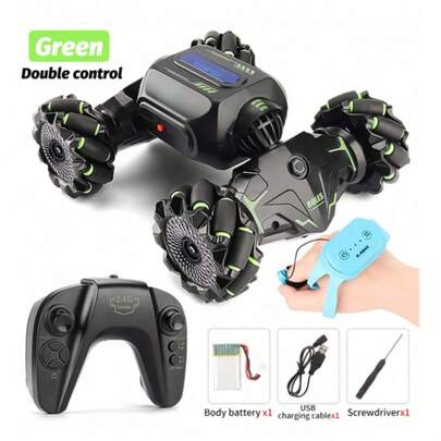 1 Pieza Coche teledirigido de acrobacias por gestos, Coche teledirigido transformable, Coche de derrape a las 4 ruedas, Equipado con luces dinámicas, Camión de derrape de doble cara, Tiene 45 funciones, Capacidad de batería, Deformación y derrape de rotación, Derrape omnidireccional, Adecuado como regalo de Navidad o cumpleaños para niños y niñas de 6 a 12 años.