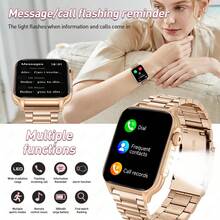 SIEMORL 新款智能手表，300毫安时大容量电池，多种运动模式，天气预报，智能语音通话，月经提醒，计时，音乐播放，时尚多功能女士手表 - 黑色 - 查看 5