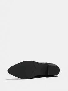 Bottines noires à boucle, à fermeture éclair latérale, à talon compensé, à bout pointu, chaudes et confortables, pour le bureau, pour femmes - Noir - Voir 8