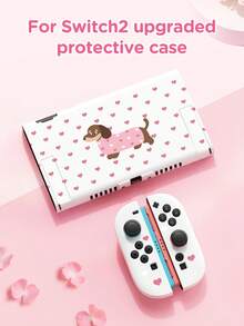 1pc Cute Pink Heart & Puppy Design Protective Case/Cover, Compatible With Nintendo Switch 2 (2025), Switch NS, Switch OLED, Switch Lite, Best Gift For Switch Players - Multicolor - View 2
