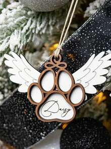 Personalisierter Namens-Haustier-Gedenkschmuck, Haustier-Gedenkgeschenk, Haustier-Beileidsgeschenk, personalisierter Hundeornament, Katzen-Weihnachtsornament, Hunde-Gedenkgeschenk, Pfoten-Erinnerungsornament für Haustierliebhaber, individueller Name, hölzerner Haustier-Gedenkornament, Weihnachtsgeschenkzubehör