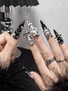 1Box/12 Grids Punk Metal Spike & Chain Nail Embellishments Kit - Gothic Diy Nail Art Accessories Nail Supplies Nails Nail Charms Nail Gems