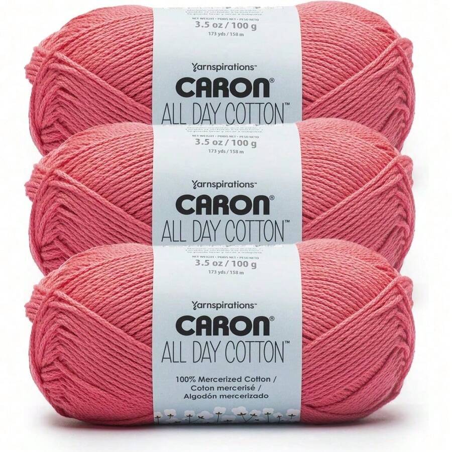 Premium Mercerized Cotton Yarn 3 Pack 173 Yards Each Soft Durable Knitting Crochet Thread Country Blue Color Quick-Dyeing Beginner Expert Use Scarves Blankets Home Decor Craft Projects - 櫻桃 - 查看 1