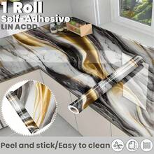 1 Roll Glossy Black Gold Marble Pattern Waterproof Oil-Proof Kitchen Sticker, Self-Adhesive Drawer Liner, Countertop Protector, Furniture Renovation Decal, Marble Wallpaper Wall Paper Wall Stickers Wall Decor Room Decor Wallpaper Stickers Wall Bedroom Decor Kitchen Decor Home Decor