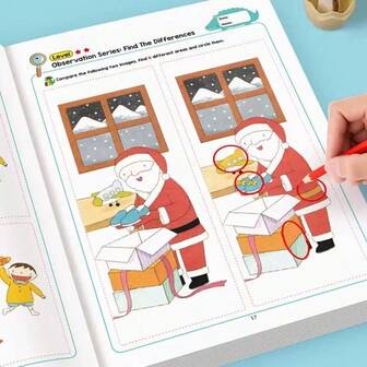 1pc Cute Cartoon Brain Development Spot The Difference Drawing Book, Improve Hands-On And Thinking Ability - Ideal Writing Tool And Small Gift (Random Style)