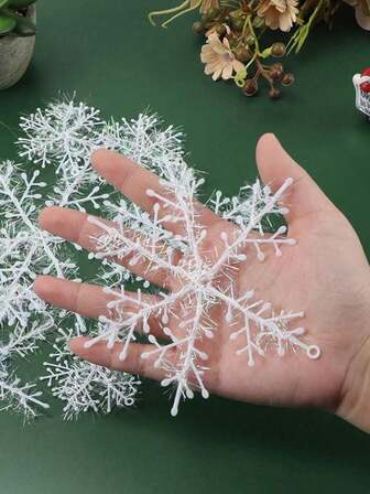 30 Piezas de Copos de Nieve Blancos Colgantes de Navidad, Decoraciones de Copos de Nieve Artificiales para Árboles de Navidad, Adecuados para Fiestas Familiares, Decoraciones de Árboles de Navidad, Festivales y Celebraciones de Año Nuevo, Decoración Navideña, Regalos de Navidad, Obsequios para Festivales, Ambientación Navideña