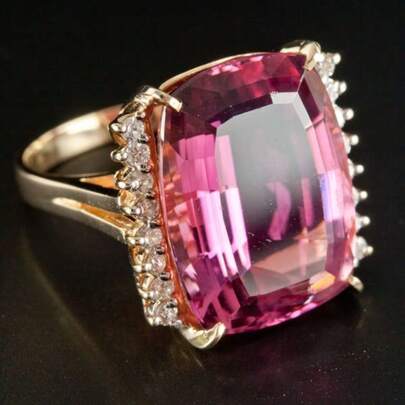 Anillo de cobre chapado en oro de 18K, incrustado con circonita cúbica sintética ovalada de color champán brillante - Perfecto para boda, compromiso, aniversario, San Valentín, Navidad, estilo de lujo, accesorio de fiesta