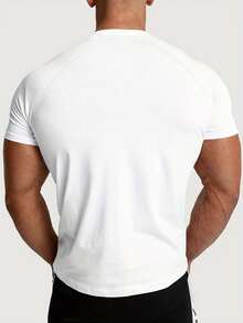 Camiseta deportiva de ocio para hombres, camiseta de entrenamiento de secado rápido con estampado. - Blanco - Ver 6