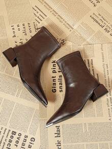 Bottes cheville élégantes à bout pointu en métal marron, nouvelles bottes mi-mollet mode automne/hiver 2025, convient pour le travail, les fêtes, les mariages, les boîtes de nuit