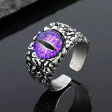 1 pieza Anillo abierto personalizado con ojo de diablo retro - Plata antigua - Ver 12