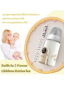 Upgrade Portable Bottle Warmer For Travel, 6 Temperature Settings With Smart Control & Night Light Display, Fast Heating, Long-Lasting Warmth 5-8H For Baby Feeding On-The-Go, Portable Travel Baby Bottle Warmer,Smart Portable Baby Bottle Warmer