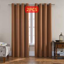 2pcs Blackout Curtains - Indoor Curtain Panels With Grommets, Thermal/Blackout/Privacy, Suitable For Bedroom, Living Room, And Outdoor Doorways - Brown - View 20