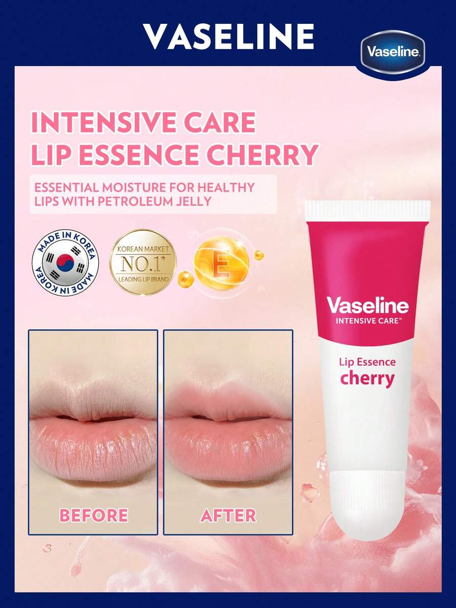 Vaseline [10ml]|Ramadan Mubarak| Lluminate Your Post-Iftar Glow | Cherry Intensive Care Lip Essence Gel| With Hyaluronic Acid & Micro-Droplets | Deep Repair For Extremely Dry, Cracked Lips | Overnight Lip Mask | Made In Korea - CHERRY - View 1