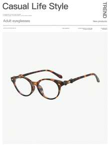 1 PC Women's Acrylic Metal Hinge Light Glasses Oval Frame Lightweight Temple Decorations Flat Glasses For Y2k Accessories And Daily Clothing Decor - Nhiều màu - Xem 12