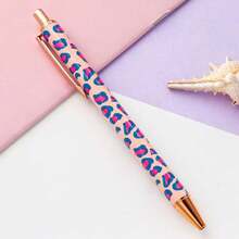1pc Multi-Color Options Hot Transfer Leopard Pattern Round Ballpoint Pen Neutral Pen Signature Pen Large Leopard Small Leopard New Leopard Cute Girl Leopard Press Pen Multicolor Hot Transfer Flower Film Metal Pen