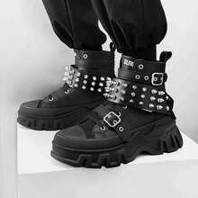 SLnU3 SLNU★3 Fashion Casual Thick Sole Punk Decorated Elevator Boots, Unisex Couple Style, Suitable For Outdoor, Party, Street, Campus, All Seasons - Black Cones - View 7