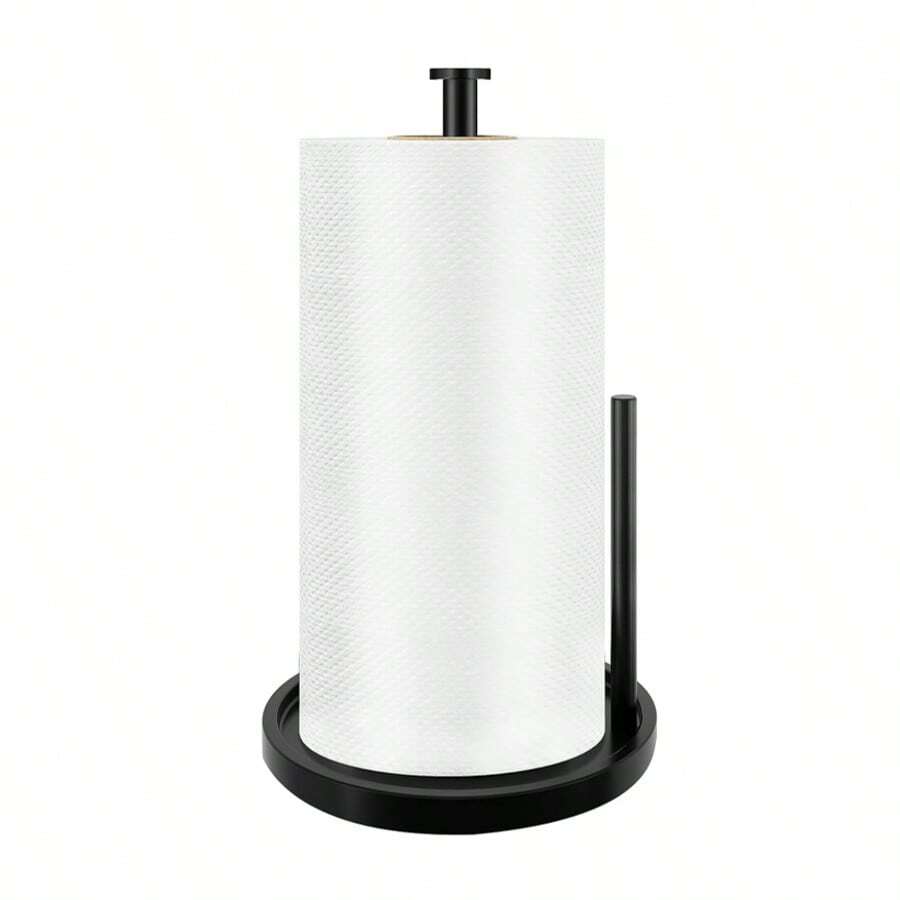 Paper Towel Holder Countertop, Standing Paper Roll Holder With Anti Slip Weighted Base, Stainless Steel Paper Towel Holder For Bathroom And Kitchen, Suit For Standard And Large Rolls, Black, Home Decor, Party & Christmas Storage - màu đen - Xem 1