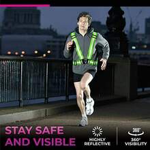 Outdoor Supplies Reflective Elastic Vest Night Running Cycling Reflective-Cloth Adjustable Safety-Vest Riding Equipment Unisex Light High Visibility Safety Vest With Storage Bag Night Construction Cycling Traffic Coat Running Working - Green - View 6