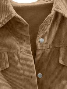 معطف كارديجان سميك بأكمام طويلة من الكوردوروي للمرأة ذات الحجم الكبير