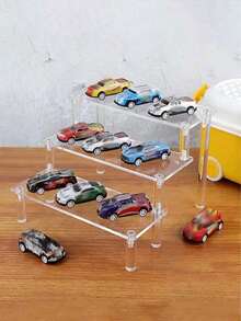 1 pièce Présentoir de rangement et d'affichage de modèle de voiture en acrylique transparent pour bureau, Étagère de rangement en acrylique pour organiser les figurines, Présentoir à étages pour jouets de bureau, Présentoir de rangement et d'affichage pour petits objets décoratifs.