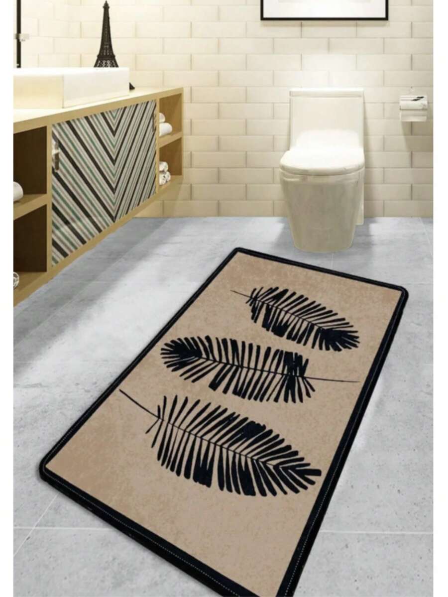 70x120 Cm Non-Slip Bathroom Mat – 100% Polyester | Soft, Absorbent & Quick Dry | Made In Turkey - Brown - View 1