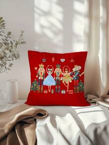 2pcs Christmas Red Cushion Covers - Nutcracker, Clara, Christmas Tree Print Pillow Covers, 18x18 Inches/11.81x19.69 Inches | With Zipper Closure | For Living Room, Room Decoration, Sofa And Bedroom (Filling Not Included) Great For Christmas Decorations, Christmas Party Home Decor Christmas Decorations Home