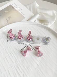 3D树脂亚克力扎染果冻色亮片星星爱心排列底座，配5个极光彩色美甲展示架，日式美甲DIY工具及摄影道具