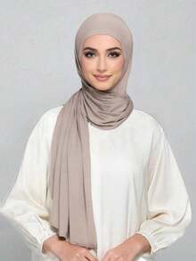 1 pieza Hiyab instantáneo de tela suave, transpirable y anti-pelusas, adecuado para todo el año y uso diario - beis claro - Ver 2