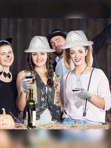 Forever & Moment 1 件 1970 年代复古迪斯科亮片帽 | 男女通用闪光派对帽，适合夜总会、婚礼庆典和生日 | 闪亮中性舞蹈帽 - 彩色 - 查看 5