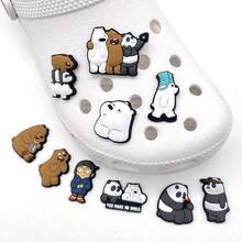 Warner Bros Three Bare Bears Warner Bros. Decoration, Slippers Decoration, Home Shoe Decoration, Shoe Accessories, Cute Cartoon Bare Bears Flower Shoe Buckle Shoe Accessories