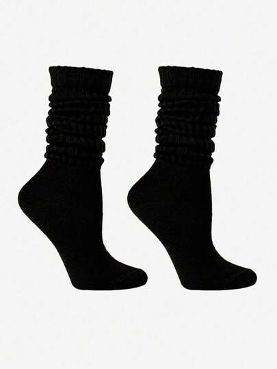 1 paire de chaussettes longues à poil long pour femmes, chaussettes hautes jusqu'à la cuisse, chaussettes d'équipe, chaussettes de couleur unie pour le mollet, chaussettes molles, simples et convenant à toutes les saisons, parfaites pour un port quotidien