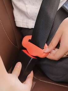 1pc Orange Silicone Car Seat Belt Cover, Buckle Safety Protector, Quiet Anti-Shock Anti-Scratch Cover