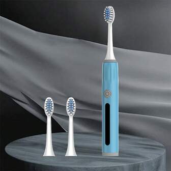 D1 Electric Toothbrush - 5 Color Options (Includes 3 Brush Heads), New Model For Men & Women, Powered Automatic Toothbrush, Adult Soft Bristles, IPX7 Waterproof, Minimalist Design, One-Touch Start, White (Batteries Not Included)
