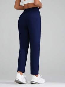 Nouveaux pantalons de sport décontractés à poches patchwork pour femmes - Bleu marine - Voir 5
