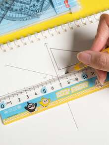 Juego de 4 reglas con diseño de niño huevo, regla de papelería para estudiantes, suministros escolares con juego de tabla triangular.