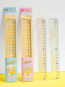 Juego de 4 reglas con diseño de niño huevo, regla de papelería para estudiantes, suministros escolares con juego de tabla triangular.