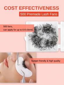 VP 500 Fans Loose Fan Lashes Eyelash Extensions 6D 8D 10D 12D 14D Pointy Base Premade Medium Stem Sharp Thin Russian VolumeLash 0.05mm - C - View 5