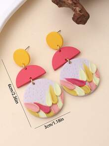 1 Pair Handmade Soft Clay 3D Floral Pattern Earrings, Naturalistic Design, Fashionable & Unique, Suitable For Parties, Daily Wear, And As Gifts