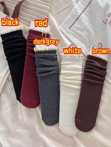 1双/2双女士绿色中筒袜