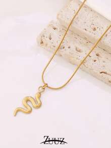 1 pieza Collar de acero inoxidable con colgante de serpiente para mujer, joyería de moda para fiestas y regalos