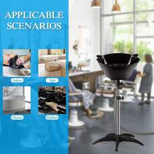 Portable Shampoo Bowl, 270 Degree Rotation Of Hair Washing Basin, Height Adjustable Salon Sink With Drain Hoses For Home Salon Use - màu đen - Xem 4