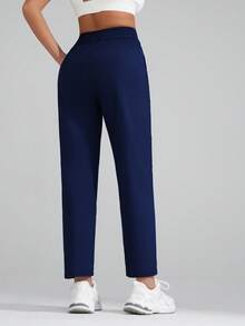 Nouveaux pantalons de sport décontractés à poches patchwork pour femmes - Bleu marine - Voir 2