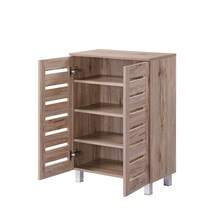 2 Door Shoe Storage Cabinet Oak Wooden Rack Stand Cupboard 4 Tier Euston - Brown - View 7