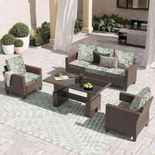 HANDONTIME 8Pcs Patio Cushion Covers Stretch Outdoor Couch Cover Cushions Outdoor Furniture Waterproof Patio Furniture Cover Pets Sofa Covers Washable (Khaki,Cover Only) - C:Lá xanh - Xem 5