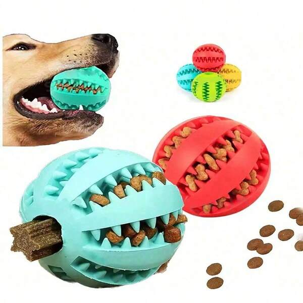 1pc Dog Toy Ball Interactive Rubber Ball Chew Toy For Small Dogs Dental Cleaning Ball Pet Food Feeder Silicone Ball Toy