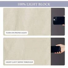 RYB HOME 100% Blackout Curtains For Sightlight Window, Linen Textured Blend Privacy Front Door Curtain Blinds For French Door Kitchen Living Room Doorway, W 12 X L 69 Inch, Beige, 1 Panel - Beigeinch - View 6