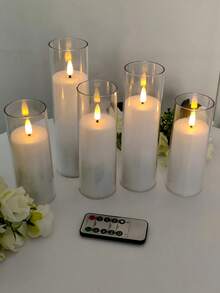 2pcs/3pcs/5pcs Smokeless LED Candles With Remote Control, Suitable For Wedding, Fireplace, Bedroom, Proposal, Halloween, Company Party, Gift - Transparent - View 3