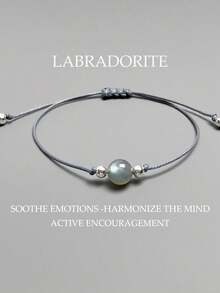 1 pieza Pulsera de cristal de rodocrosita, cuenta única, joyería de rodocrosita, fomenta la positividad, armoniza el espíritu, adecuada para mujeres y hombres, pulsera de piedras preciosas - Gris - Ver 6