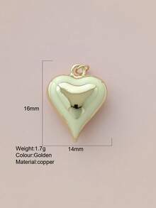 1pc Cute Heart-Shaped Copper Pendant, Handmade DIY For Necklace, Bracelet, Earrings, Suitable As Christmas Gift